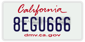 8EGU666 license plate in California