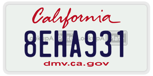 8EHA931  license plate in CA