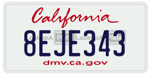 8EJE343 license plate in California
