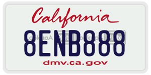 8ENB888 license plate in California