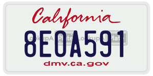 8EOA591 license plate in California