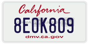8EOK809 license plate in California