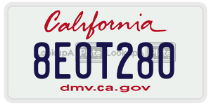 8EOT280 license plate in California