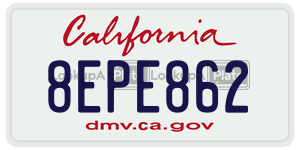 8EPE862  license plate in CA