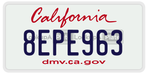 8EPE963  license plate in CA