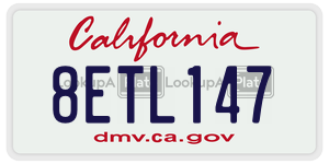 8ETL147 license plate in California