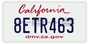 8ETR463 license plate in California