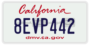 8EVP442 license plate in California