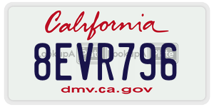 8EVR796  license plate in CA