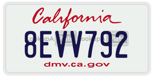 8EVV792 license plate in California