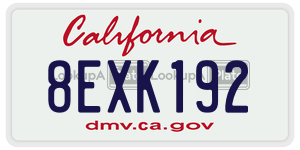 8EXK192 license plate in California