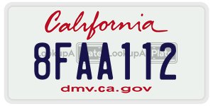 8FAA112 license plate in California