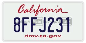8FFJ231  license plate in CA