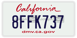 8FFK737 license plate in California