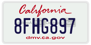 8FHG897  license plate in CA