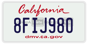 8FIJ980 license plate in California