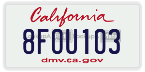 8FOU103 license plate in California