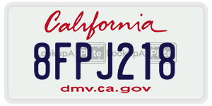 8FPJ218 license plate in California