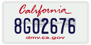 8G02676 license plate in California