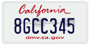 8GCC345 license plate in California