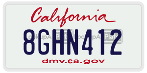 8GHN412  license plate in CA