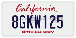 8GKW125 license plate in California