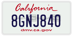 8GNJ840  license plate in CA