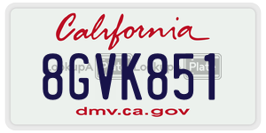 8GVK851 license plate in California
