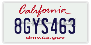 8GYS463 license plate in California