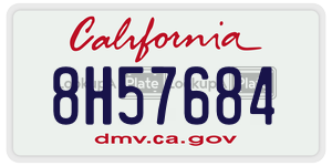 8H57684 license plate in California