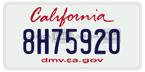 8H75920 license plate in California