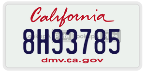8H93785 license plate in California