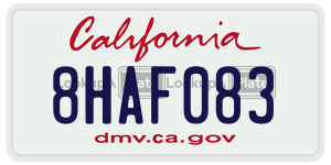 8HAF083 license plate in California