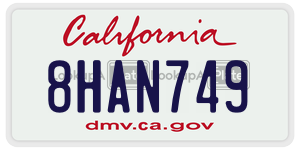8HAN749  license plate in CA