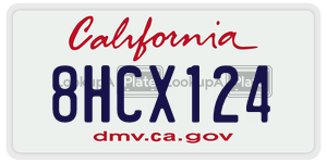 8HCX124 license plate in California