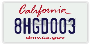 8HGD003 license plate in California