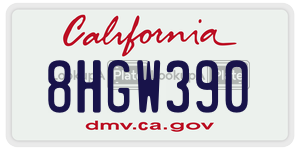 8HGW390 license plate in California