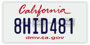 8HID481 license plate in California