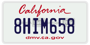 8HIM658 license plate in California