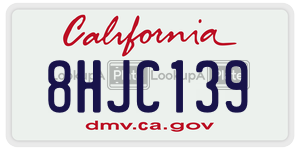 8HJC139  license plate in CA