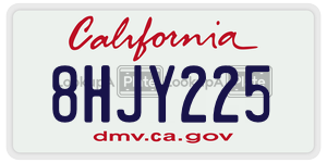 8HJY225 license plate in California