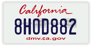 8HOD882  license plate in CA