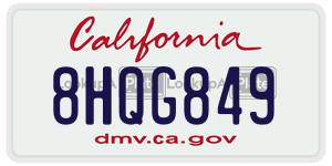8HQG849 license plate in California