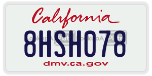 8HSH078 license plate in California