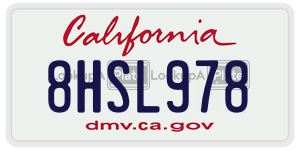 8HSL978 license plate in California