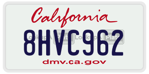 8HVC962  license plate in CA