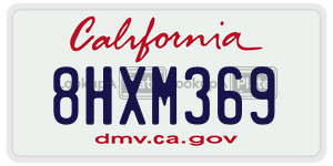 8HXM369 license plate in California
