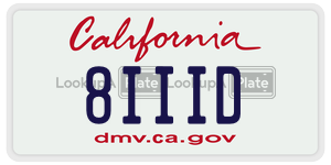 8IIID license plate in California