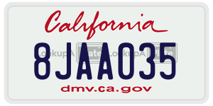 8JAA035 license plate in California