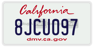 8JCU097 license plate in California